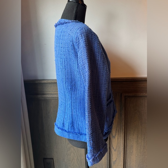 Katherine New York Elegant Blue Tweed beaded Blazer Large EUC - Picture 6 of 9